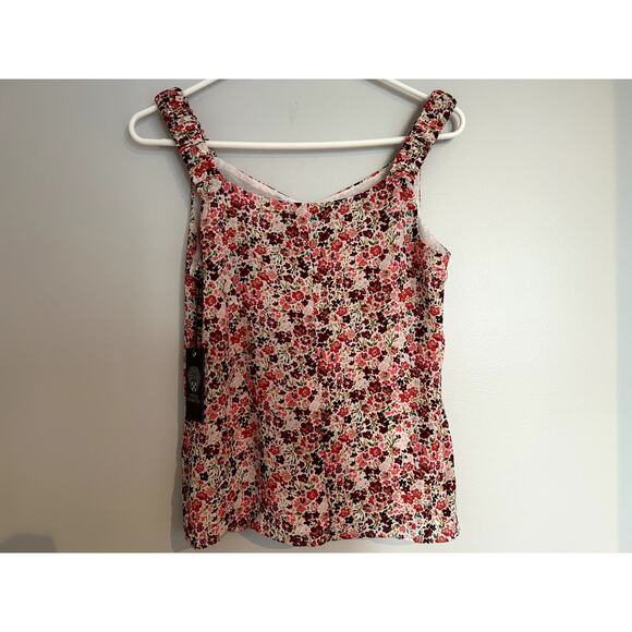 NWT Vince Camuto Ivory Textured Floral Sleeveless V-Neck Blouse, Womens Medium - Picture 6 of 9